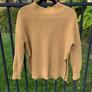 Aerie Mock Neck Mustard Knit Sweater